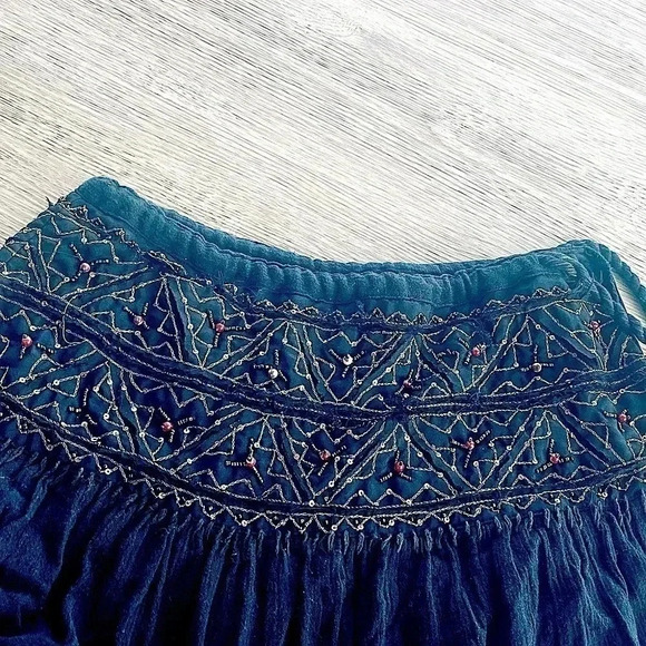 ZARA WOMAN BLACK EMBROIDERED BOHO SKIRT  SUMMER SIZE SMALL - Picture 2 of 4